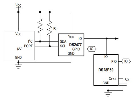 Application Circuit Diagram - Analog Devices / Maxim Integrated DS28E50 DeepCover® Secure SHA-3 Authenticator